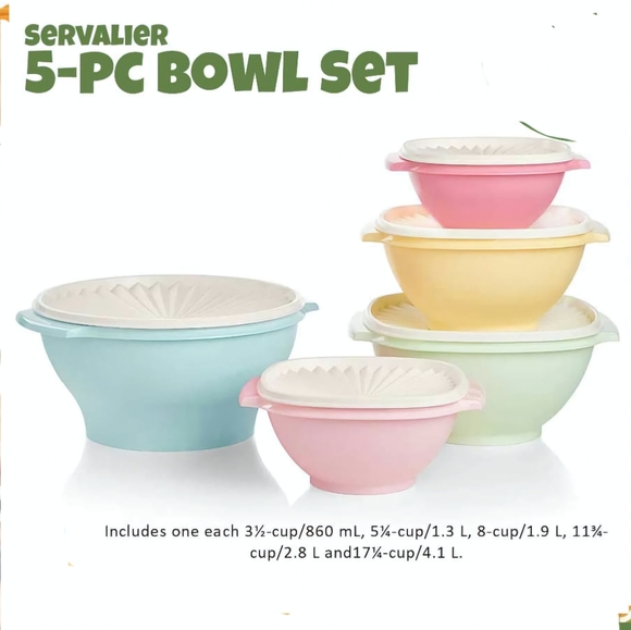 Tupperware 5pc servalier bowl set
